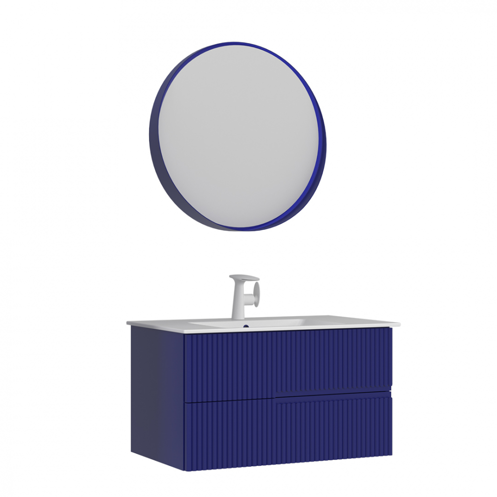 Тумба с раковиной Orka Moonlight 5001498, 90 см, подвесная, цвет синий матовый 
