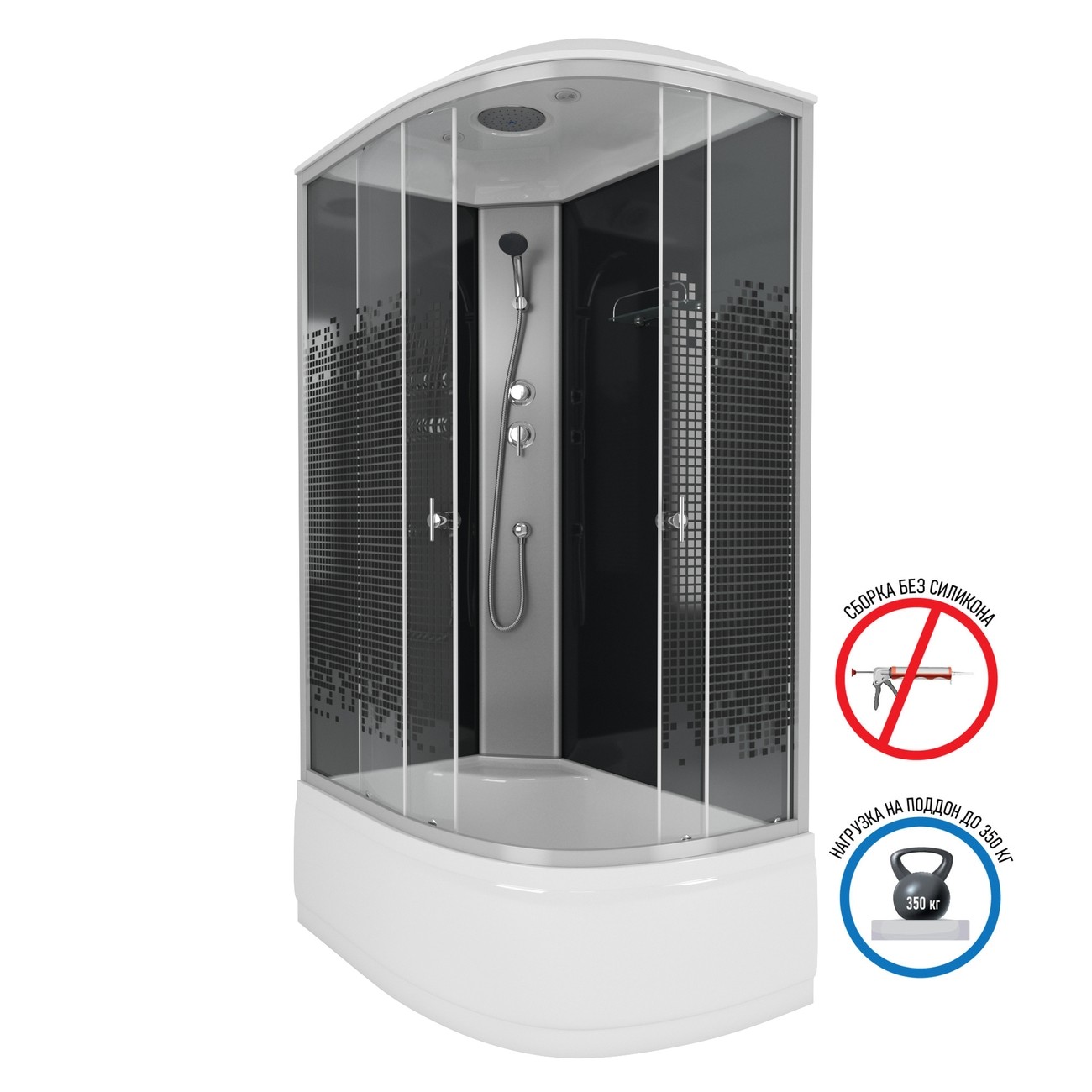 Душевая кабина Niagara Eco NG-7510-14L BLACK (120х80х215) высокий поддон(40см),стекло мозаика,4 места 