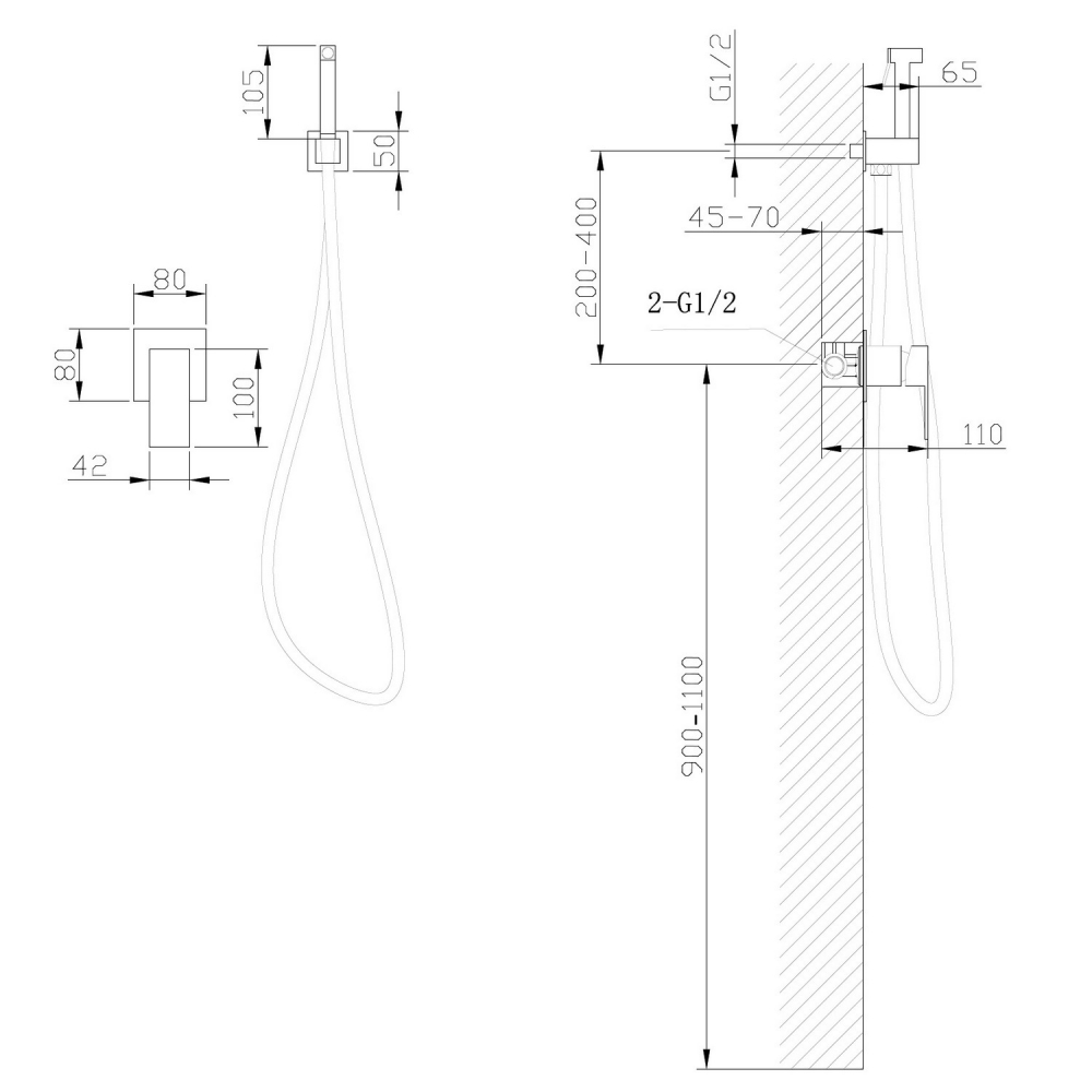 Гигиенический душ Abber Daheim, AF8225SP, со смесителем, PVD покрытие, сатин 