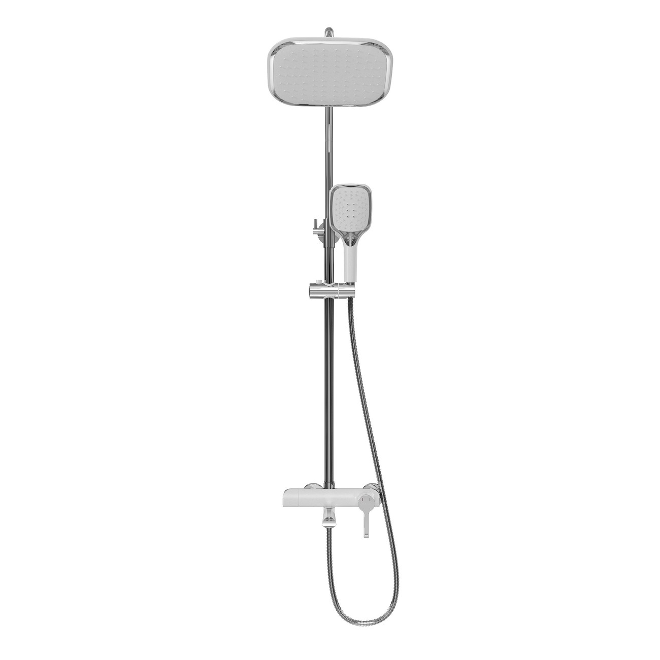 Душевая стойка Grossman Alba 500.K35.06.100/000 с верхним душем,ручной лейкой и смесителем,хром с белым,1 место 