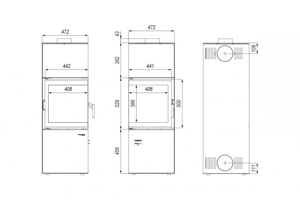 Печь DEFRO HOME QUADROOM, 9,6 кВт, белая сталь 
