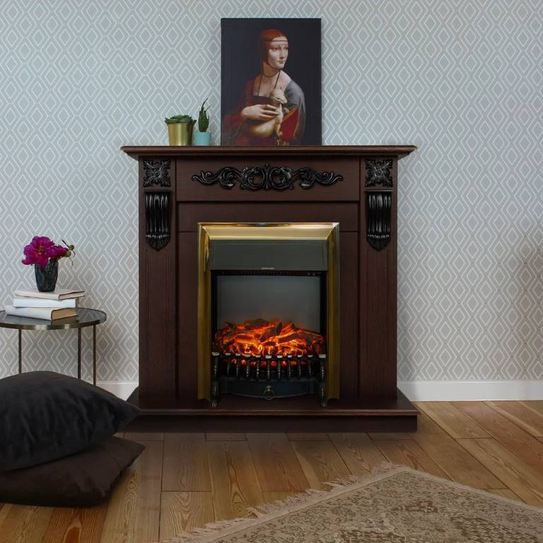 Камин RealFlame Dominica DN с очагом Fobos Lux Brass 