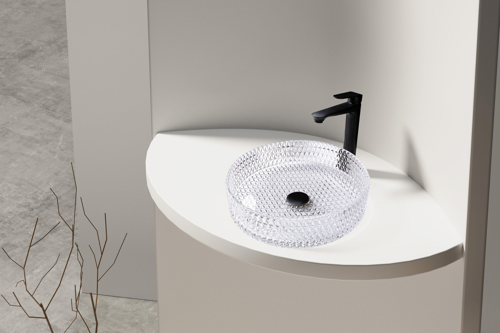 Раковина Abber Glas AK2301, 40 х 40 см, накладная, стеклянная, прозрачная 