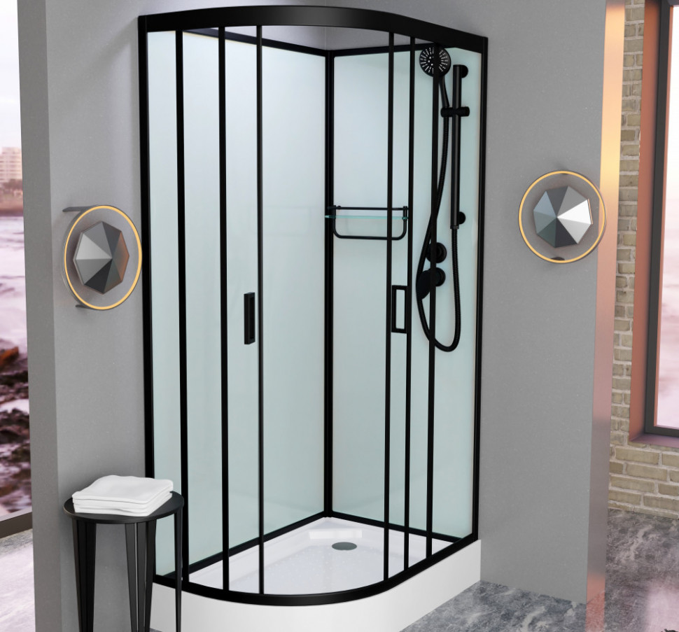 Душевая кабина Frank F411R Black без крыши 110x80см, 114005 