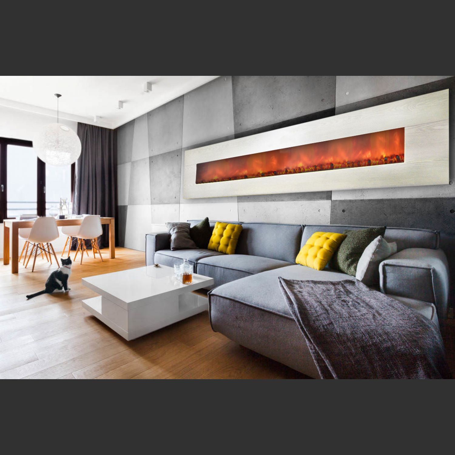 Современный электрокамин Glenrich Genius 240 Белёный дуб 