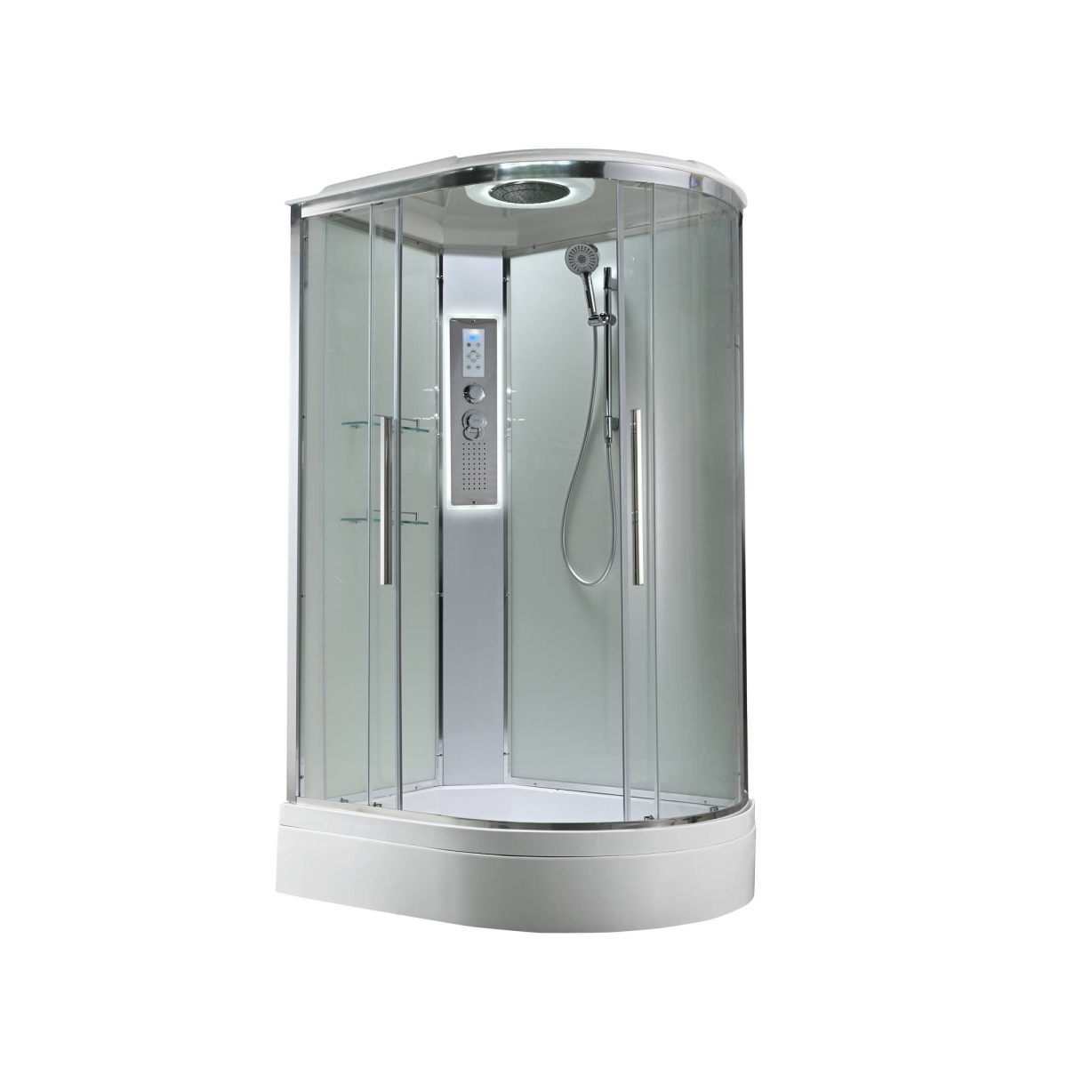 Душевая кабина AvaCan EM3912LLEDT/EM3912RLEDT 78153/78147, 120 x 90 см, с LED подсветкой, с крышей, поддон средний, левая/правая, стекло прозрачное, профиль хром 