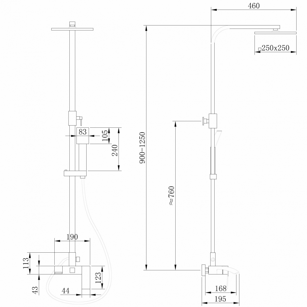 Душевая система Abber Wasserfall AF8616G, цвет золотое матовое 