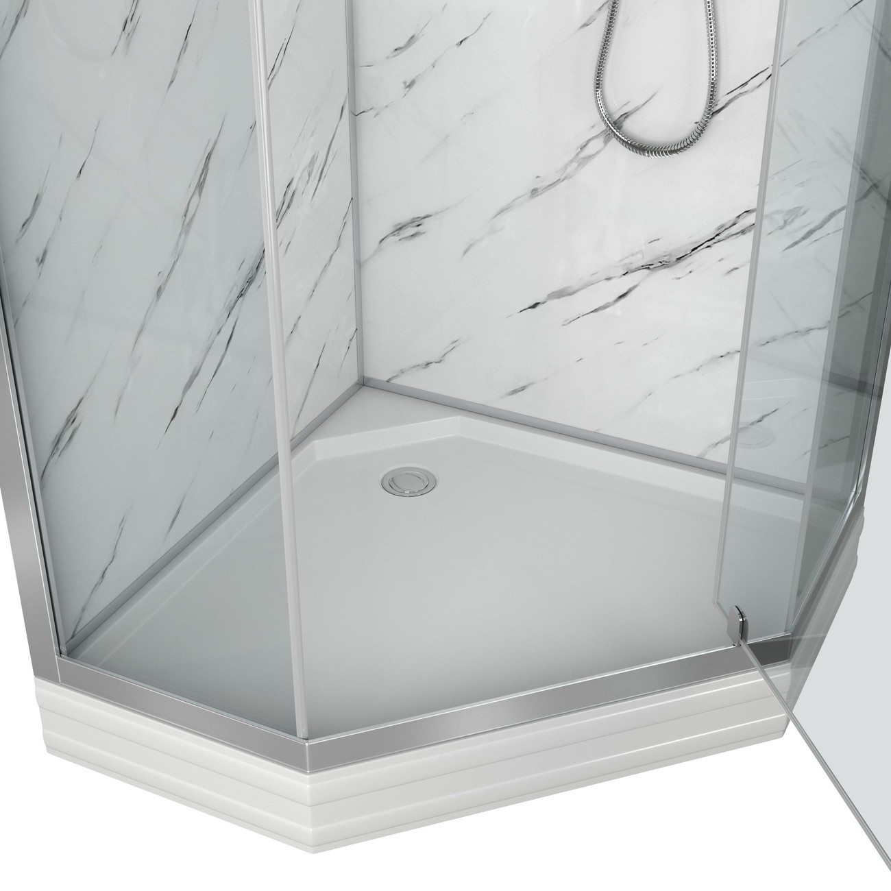 Душевая кабина Niagara Luxe NG-7701DM (90x90х210) низкий поддон(15см),дверь распашная,стенки мрамор,3 места 