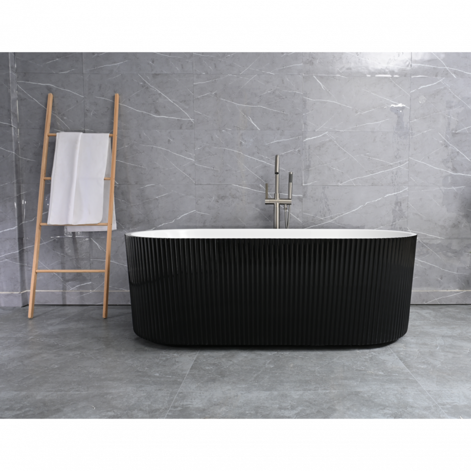 Ванна акриловая Frank F6103, 12514, 170 х 75 см, цвет белый/черный 