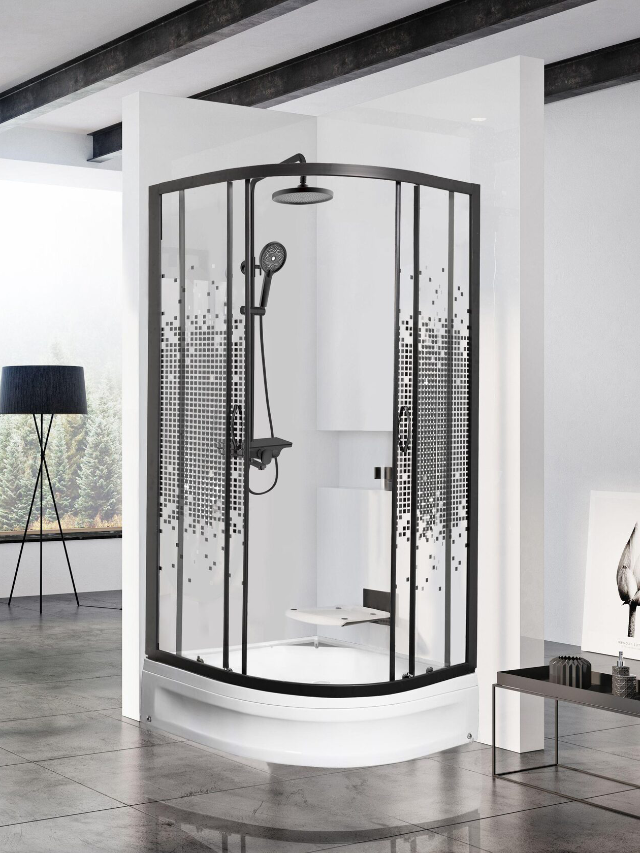 МОНОМАХ ДУ  90/180 МЗ BL Душевое ограждение с поддоном 
