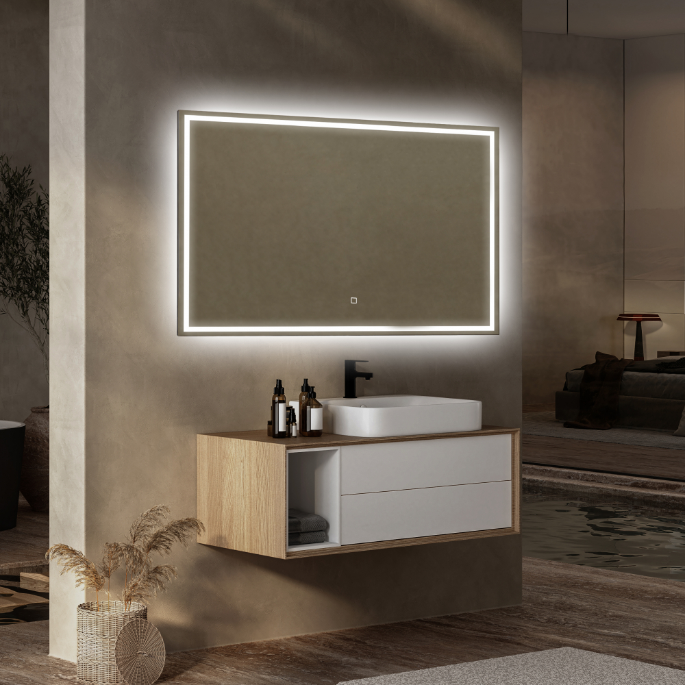 Зеркало Abber See AG6115SL-1.2, 120 см, с подсветкой, сенсорный выключатель, цвет белый 