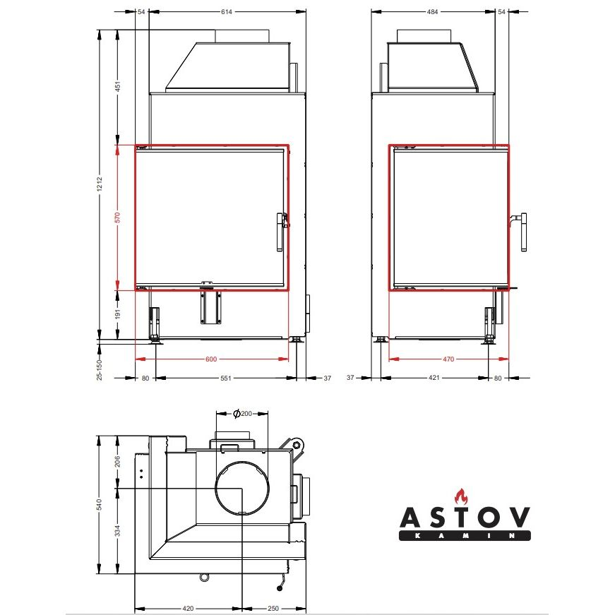 Каминная топка Астов П2С 600 L 