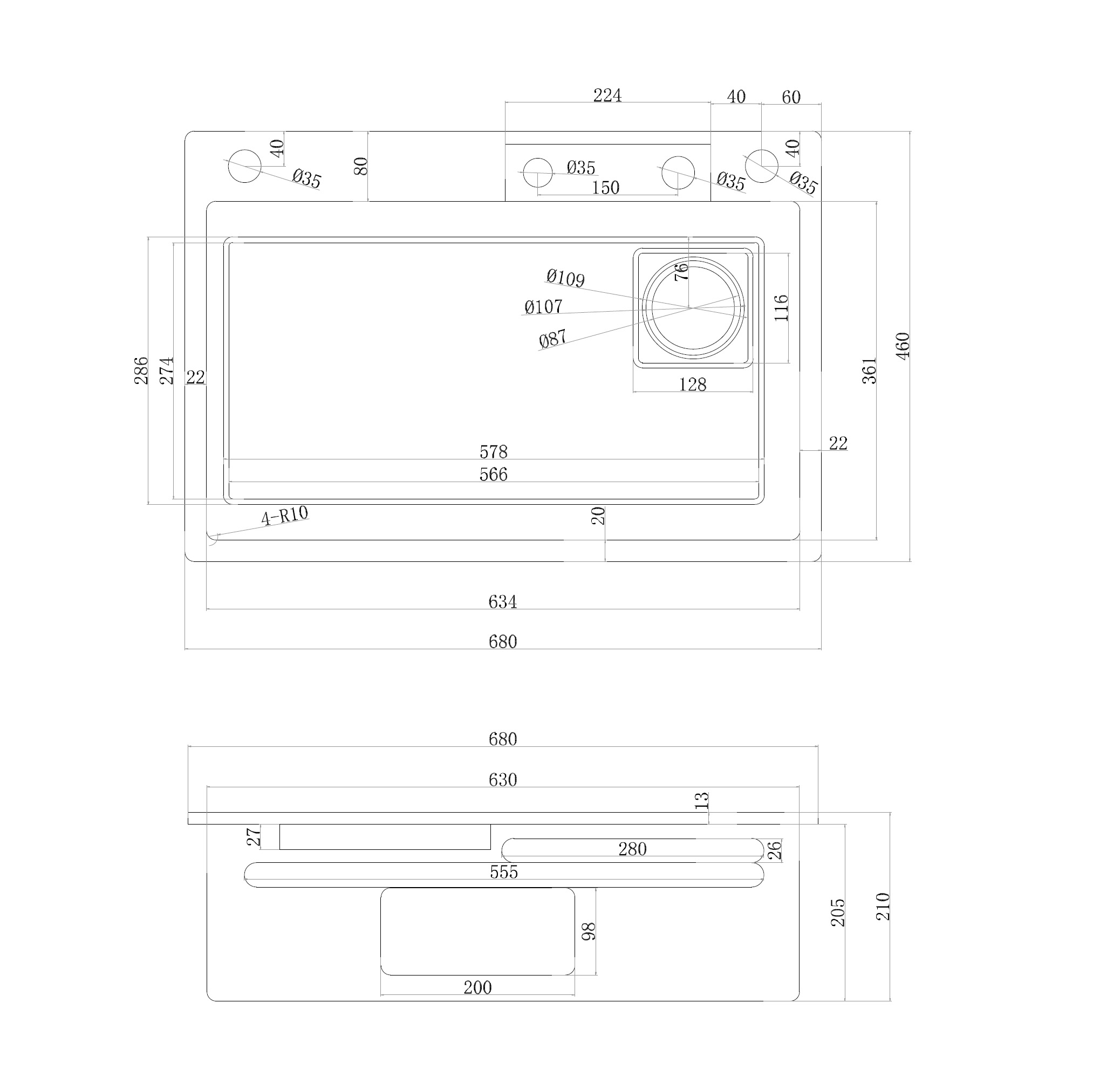 Кухонная мойка Abber Wasser Kreis AF2194GB, 68 см, цвет золото матовое 