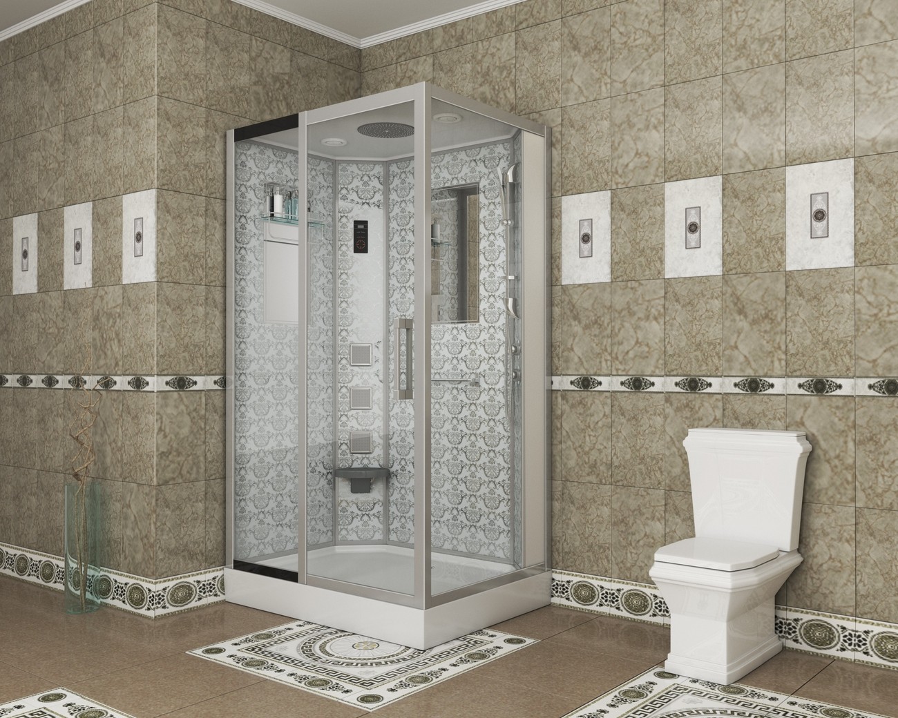 Душевая кабина Niagara 7711WL, 120 x 90 см с гидромассажем, стенки белые, левая 