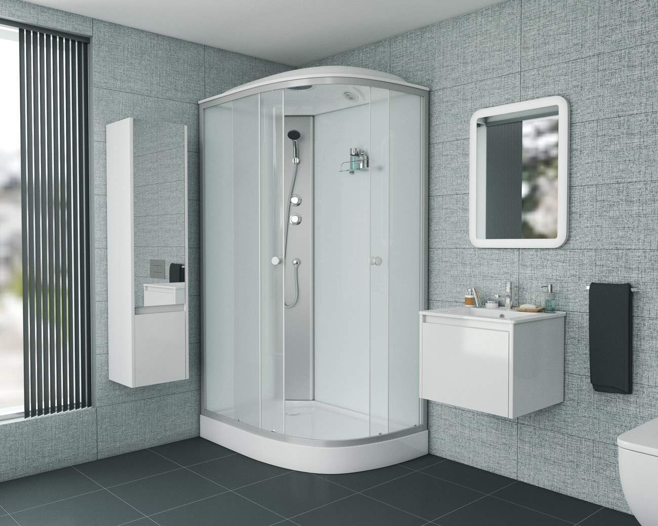 Душевая кабина Niagara Eco E120/80/13L/MT (120х80х215) низкий поддон(13см),стекло матовое,3 места 