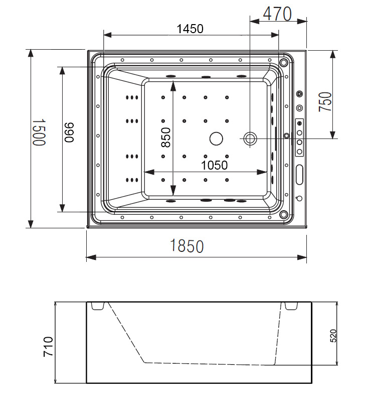 Гидромассажная акриловая ванна Gemy G9268 K, 185 х 150 х 71 см 