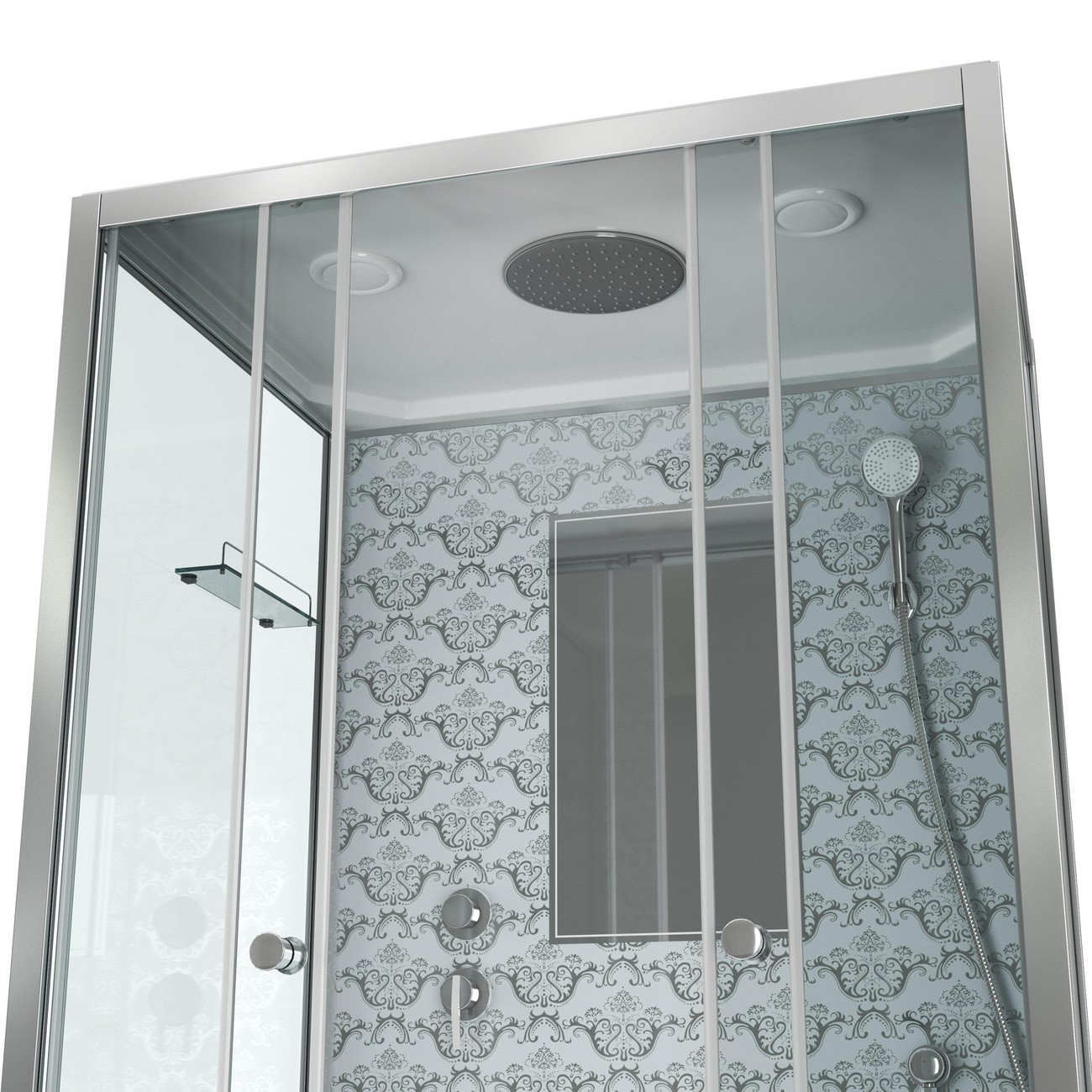 Душевая кабина Niagara Luxe NG-7772QW (120x90х210) низкий поддон(15см),дверь раздвижная,стенки серебро,4 места 