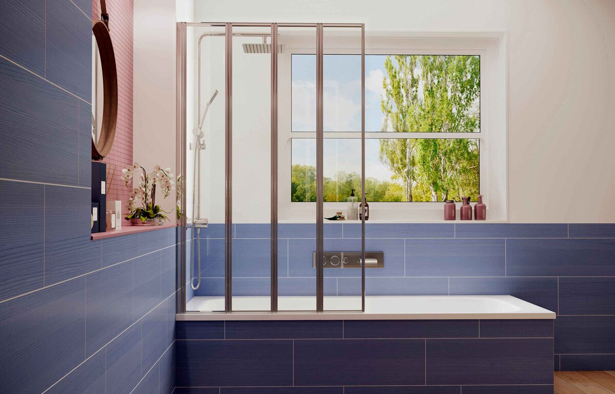 Шторка для ванны Ambassador Bath Screens 16041110L (90х140) хром,стекло прозрачное,складная,1 место 