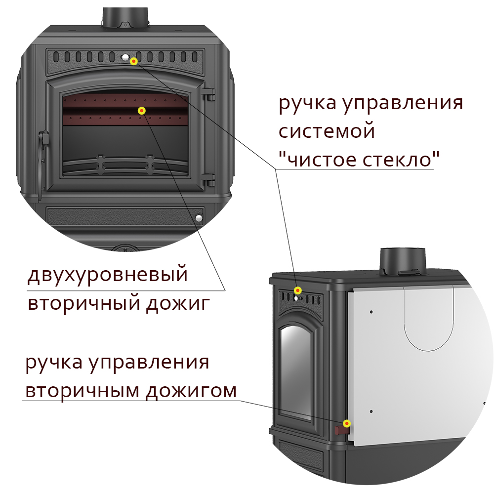 Печь-камин Везувий LV-12РS "Антрацит" 