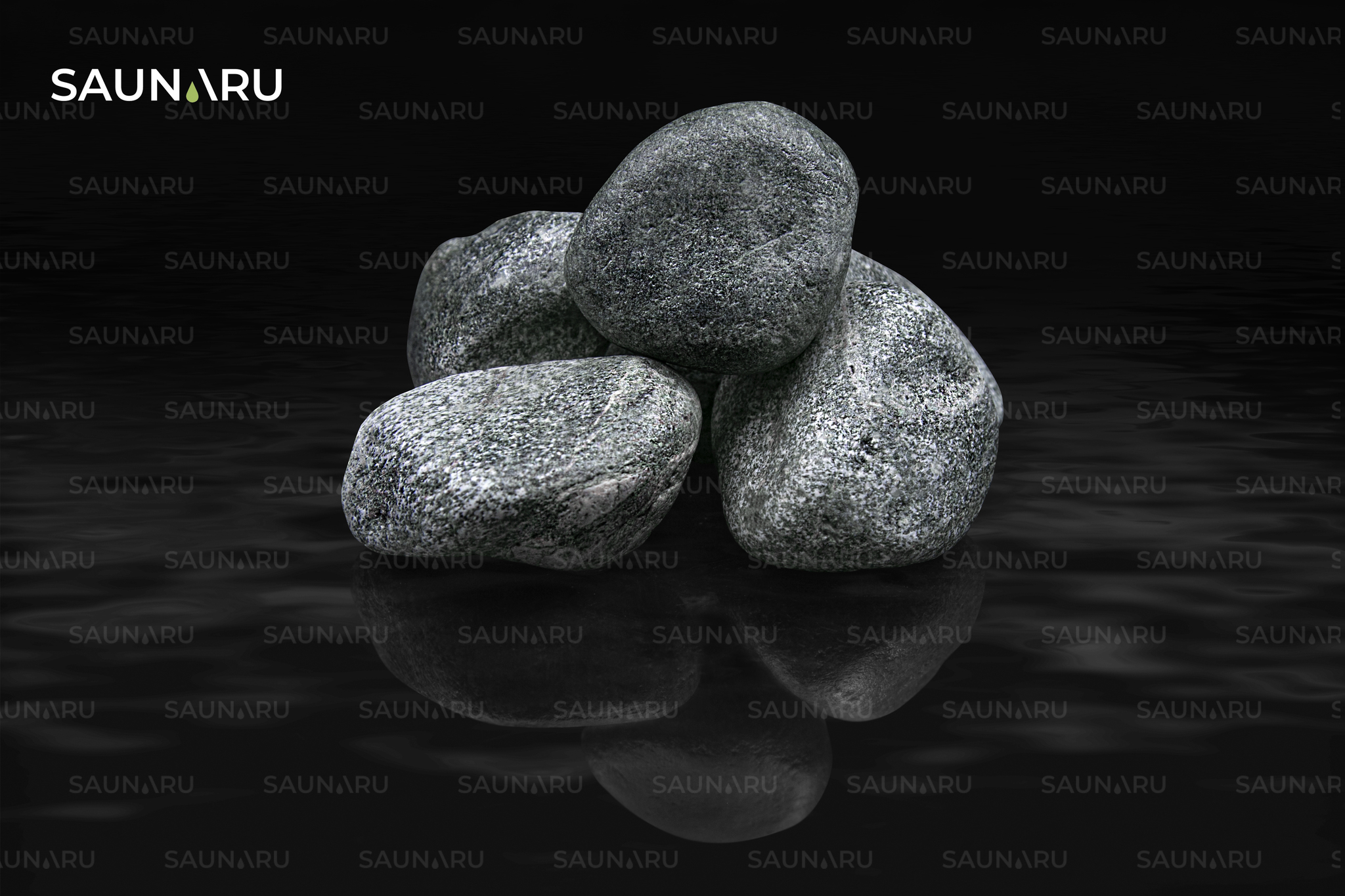 SAUNARU Камни для сауны Жадеит шлифованный PREMIUM, фракция до 100 мм, ведро 15 кг, артикул SSB15-JP 