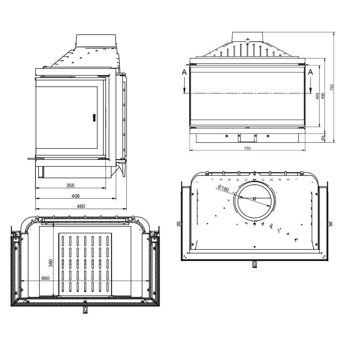 Каминная топка KFD ECO iMax 7 3F standard D 