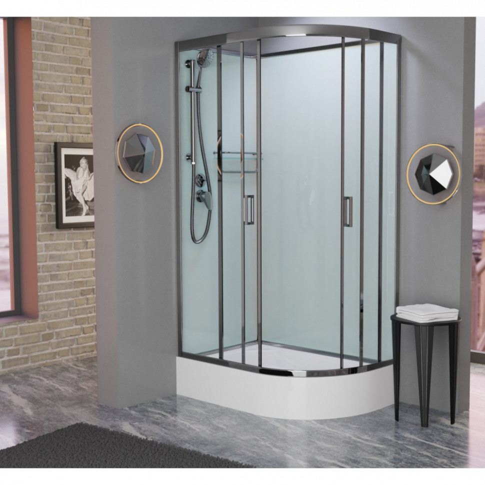 Душевая кабина Frank F412/1 L/R Brilliant без крыши, 120 х 80 см, средний поддон, стекла прозрачные, профиль хром, 180009/182009 
