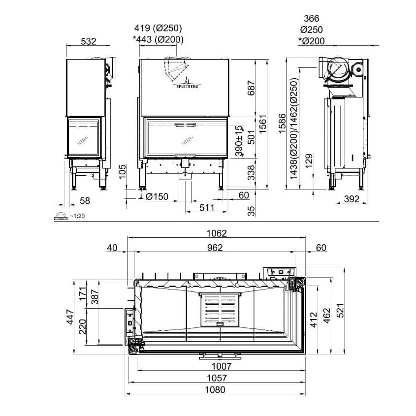 Каминная топка SPARTHERM Linear 4S Varia 2R-100h 