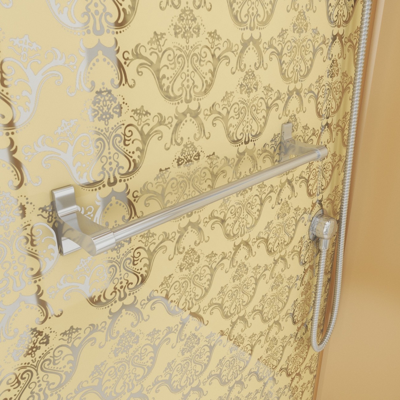 Душевая кабина Niagara Luxe NG-7799GBK (90x90х210) низкий поддон(15см),дверь распашная,стенки золото,без крыши,4 места 