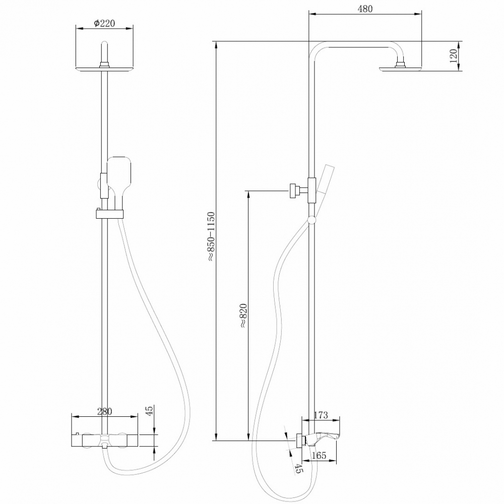 Душевая система Abber Thermostat AF8516NG, термостатическая, цвет никель 