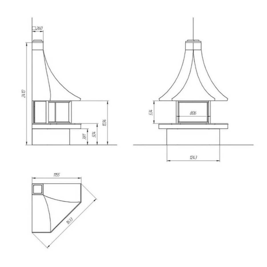Камин Blackstyle 23 угловой с остеклением 