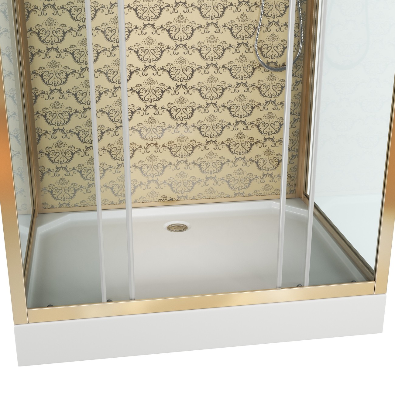 Душевая кабина Niagara Luxe NG-7772QG (120x90х210) низкий поддон(15см),дверь раздвижная,стенки золото,4 места 