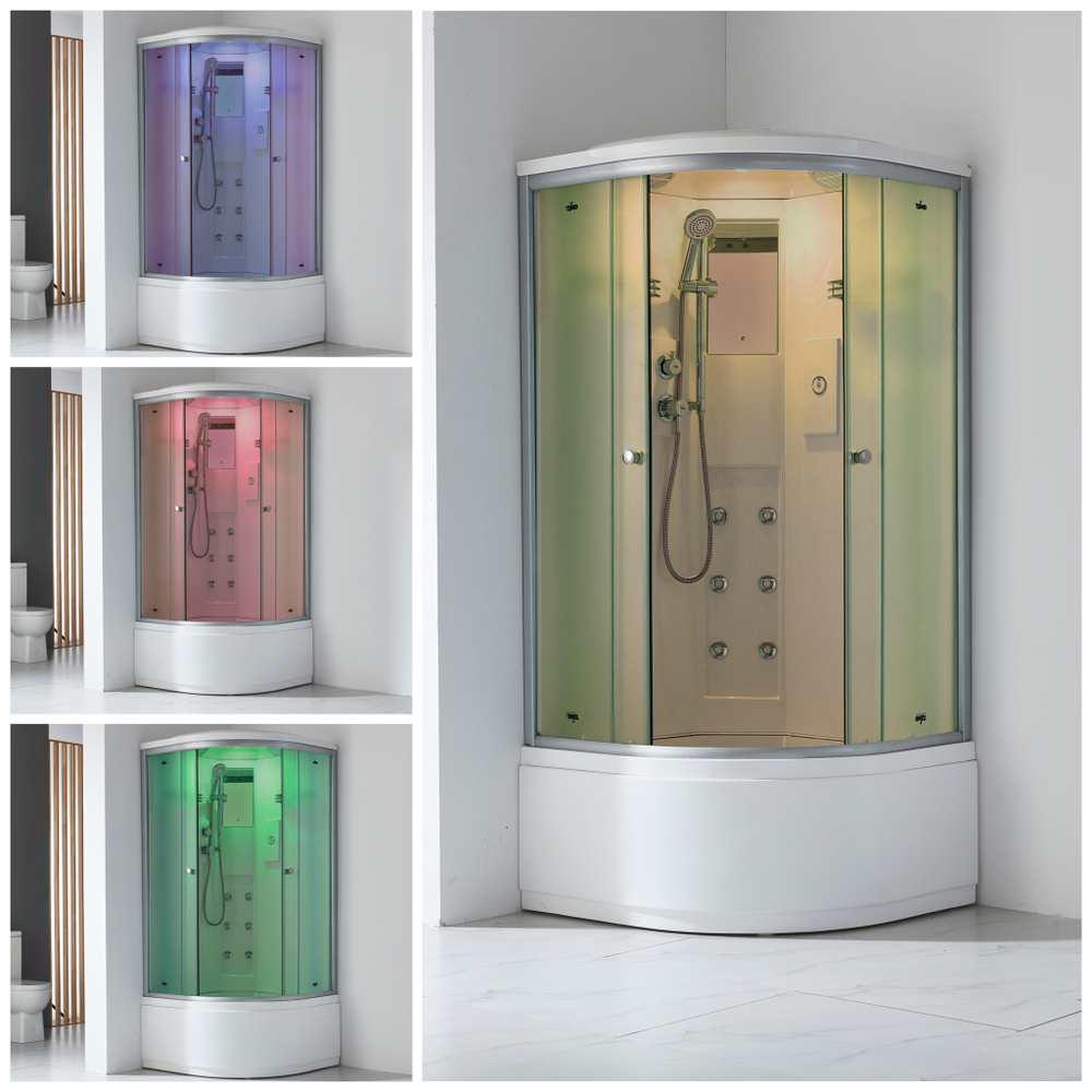 Душевой бокс Timo Standart T-5590, 90 x 90 см, c крышей, высокий поддон, стекла прозрачные, профиль хром 