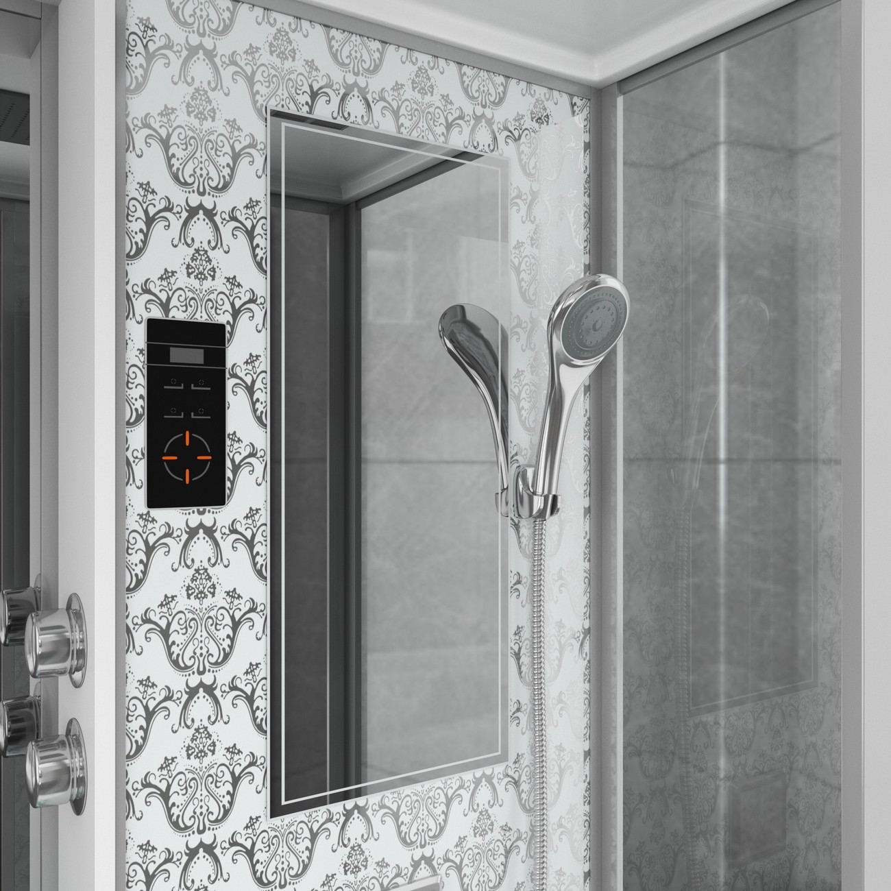Душевая кабина Niagara Luxe NG-7713WL (82x120х215) низкий поддон(15см),дверь раздвижная,стенки серебро,5 мест 