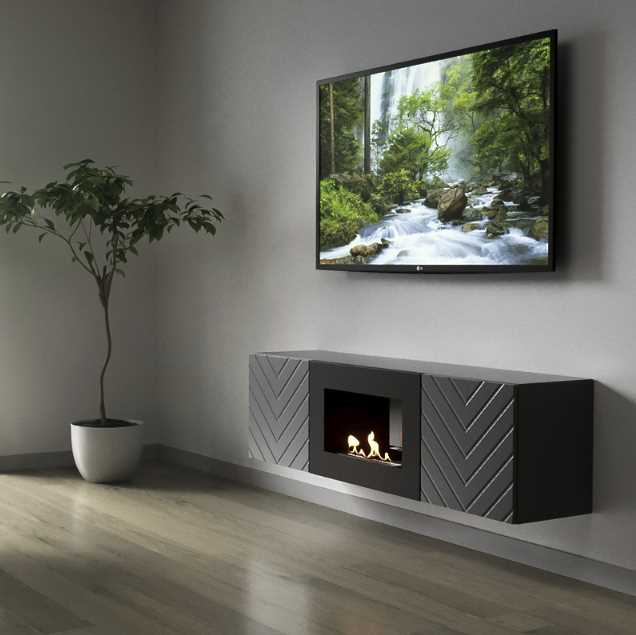 Тумба с биокамином Firelight BFP/P-1400V графит 