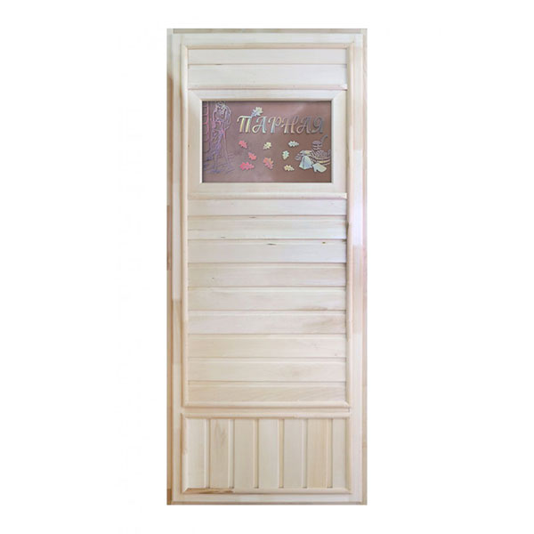 Дверь DoorWood Вагонка эконом со стеклом, 750?1850 мм 