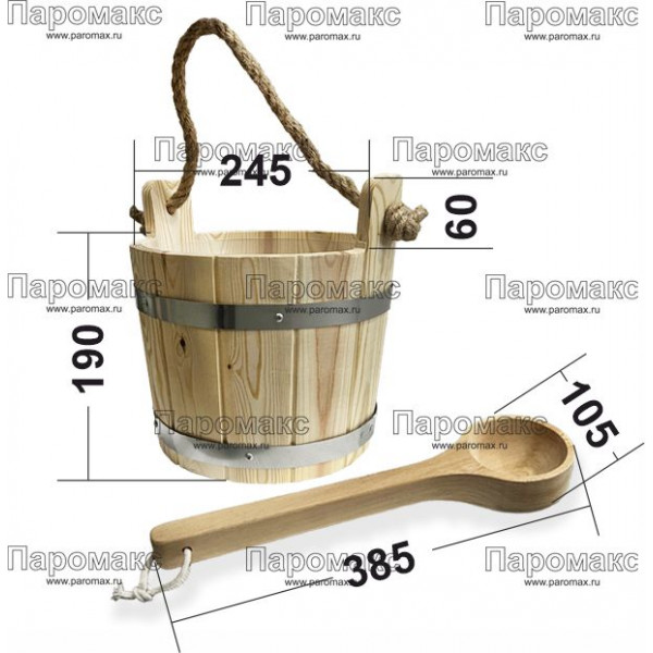 Ведро для бани 5л с ковшом 36см(пластиковая вставка) А23004 