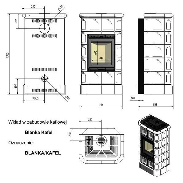 Печь камин Kratki Blanka 8 kW stove крем 