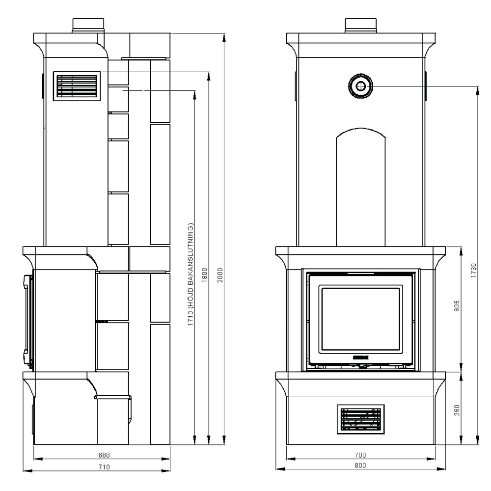 Печь-камин K11, SK1001, верхнее подключение (Keddy) 