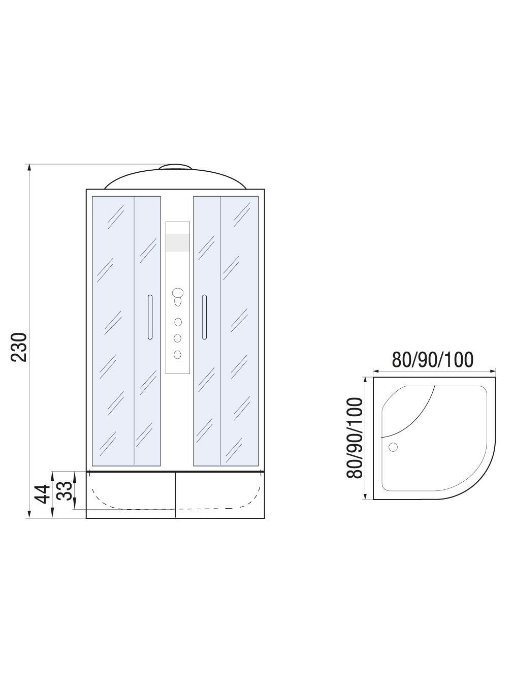 DUNAY XL 100/44 MT Душевая кабина с поддоном 