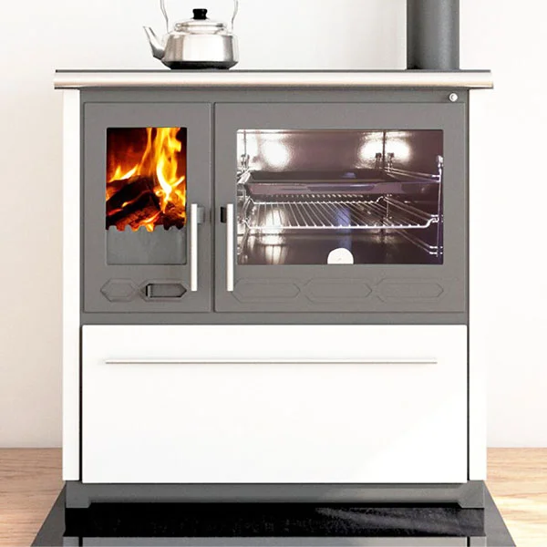 Плита Plamen 850 Glas N, белая, труба справа (11кВт) 