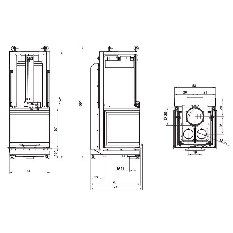 Каминная топка Palazzetti Ecomonoblocco S66 3D 