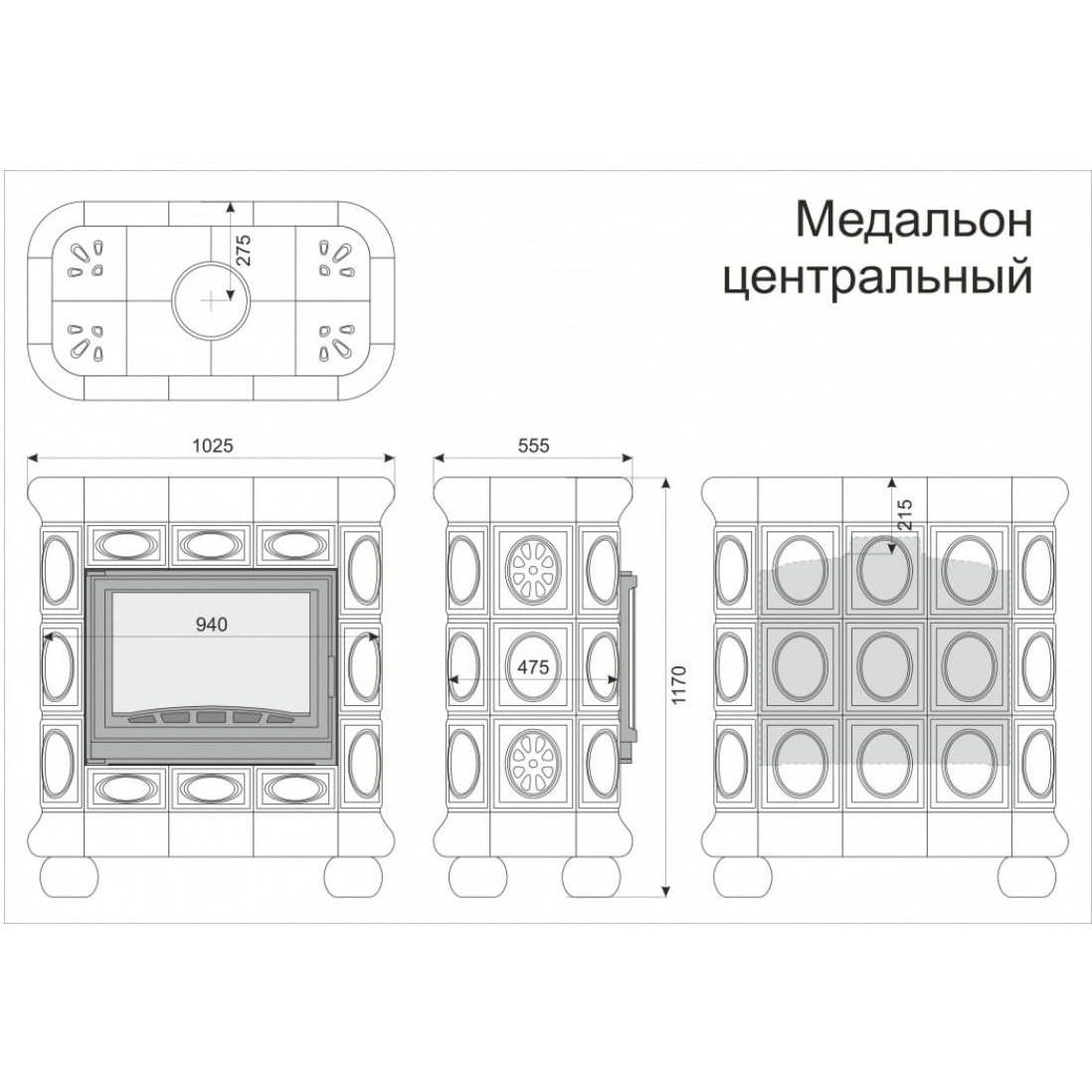 Облицовка каминная КимрПечь Медальон Центральная Незабудки 