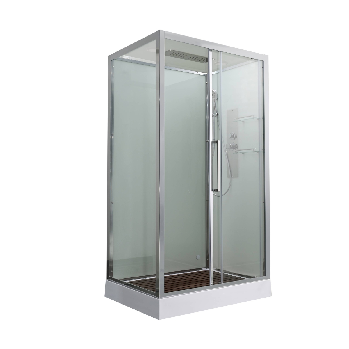 Душевая кабина AvaCan Z2911, 78267, 110 x 90 см, с крышей, поддон низкий, стекло прозрачное, задние стенки белые, профиль хром 