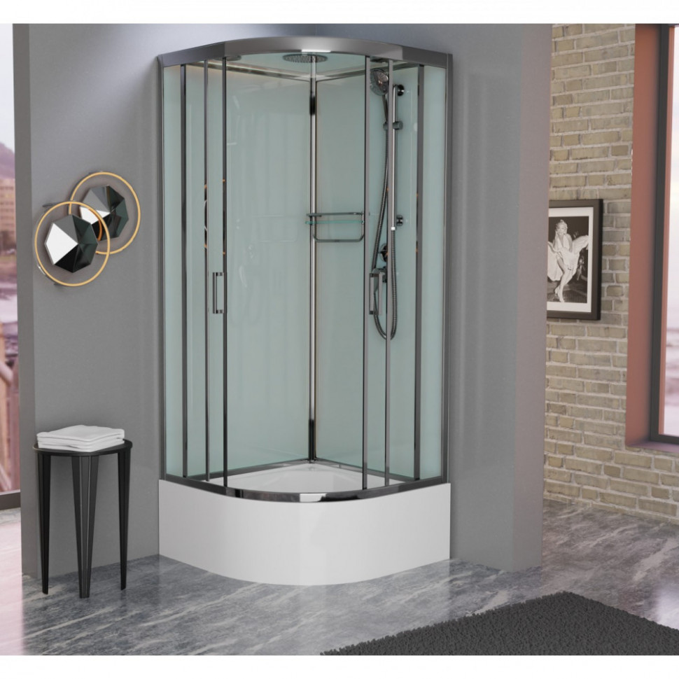 Душевая кабина Frank F400/2 Brilliant 100 х 100 см, высокий поддон, стекла прозрачные, профиль хром, 185009 