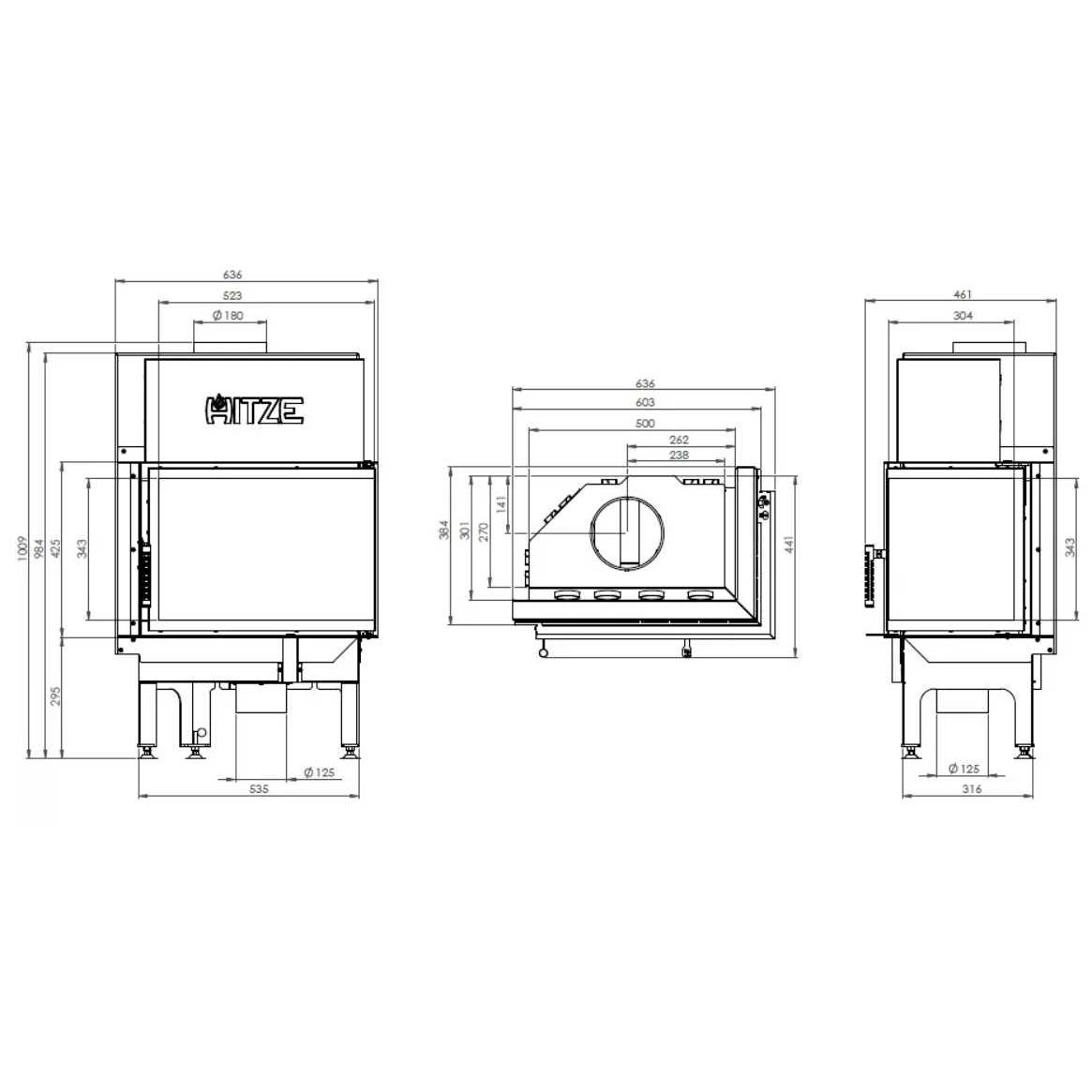 Каминная топка Hitze AL9RH D decor 