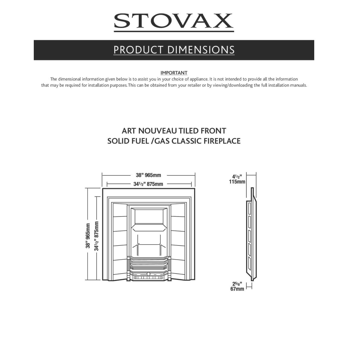 Каминная топка STOVAX Art Nouveau Tiled Fireplace 