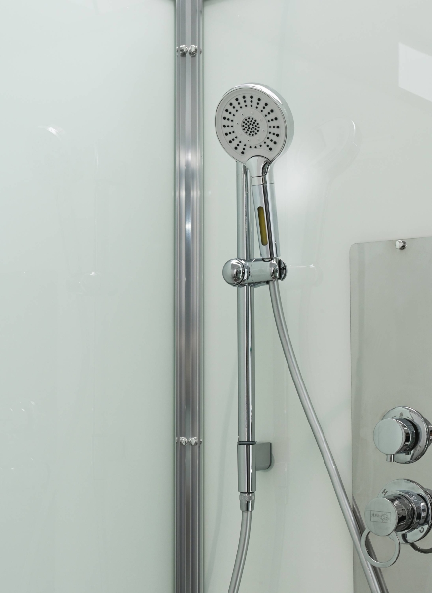 Душевая кабина AvaCan Z2912, 78269, 120 x 90 см, с крышей, поддон низкий, стекло прозрачное, задние стенки белый матовые, профиль хром 
