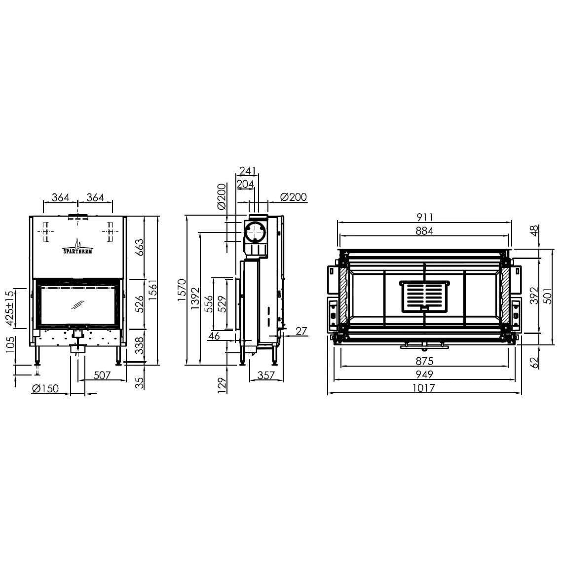Каминная топка SPARTHERM Varia FD87h светлый шамот 