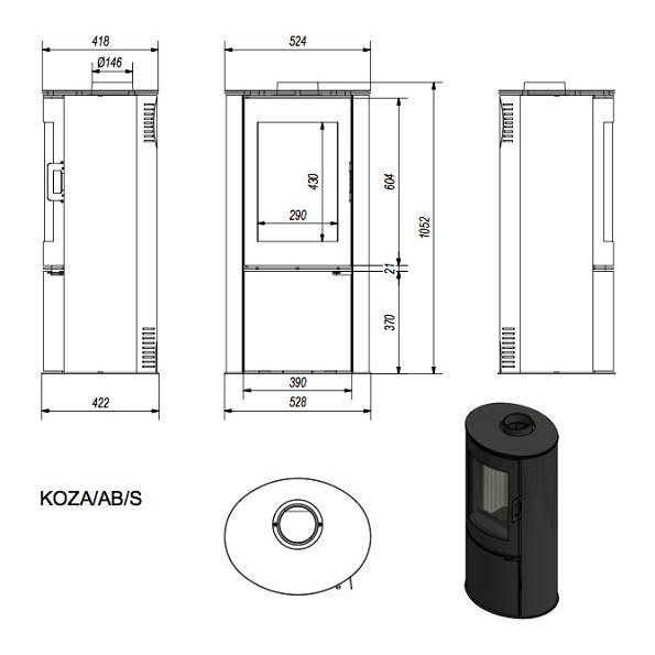 Печь камин Kratki Koza AB/S/DR 