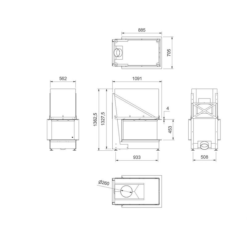 Каминная топка M-Design Luna 750 RD Diamond 